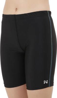 NINQ Solid Women Black Compression Shorts