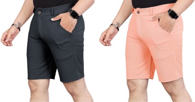 INDICLUB Solid Men Grey, Pink Running Shorts