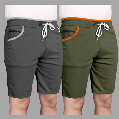 MAANU Self Design Men Grey, Silver Regular Shorts