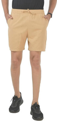 khwaishein Solid Men Khaki Regular Shorts