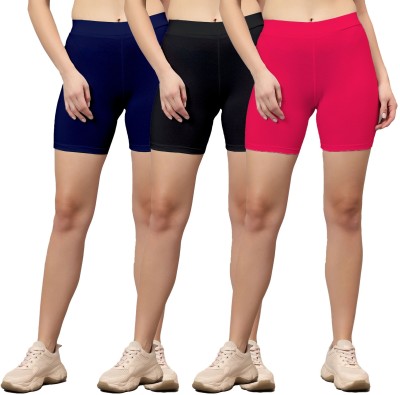 FASHA Solid Women Khaki Cycling Shorts