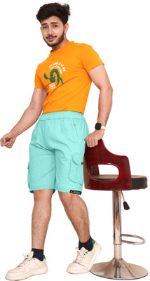 AKSHT ENTERPRISE Solid Men Beige Cargo Shorts