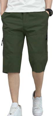 RIDHUDEE Solid Men Green Regular Shorts