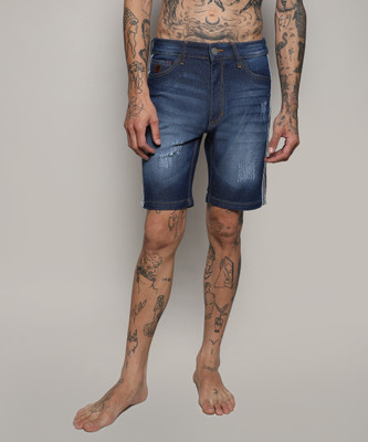 CAMPUS SUTRA Solid Men Denim Blue Denim Shorts