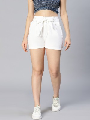 OXOLLOXO Solid Women White Regular Shorts