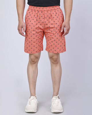 BOX FULL Printed Men Orange Bermuda Shorts