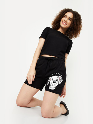 MAX Solid Women Black Casual Shorts