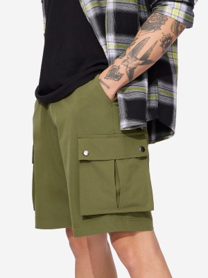 The Souled Store Solid Men Green Casual Shorts