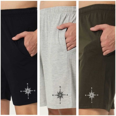 UJN Graphic Print Men Black, Grey, Green Basic Shorts, Regular Shorts, Bermuda Shorts