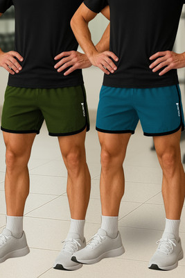 CULISH Solid Men Green, Blue Sports Shorts