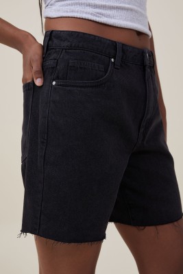 KOTTY Solid Women Black Denim Shorts