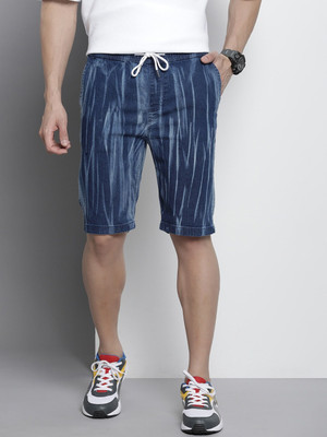 The Indian Garage Co. Solid Men Blue Denim Shorts