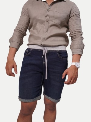 radprix Solid Men Blue Denim Shorts