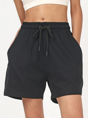 BEWAKOOF Solid Women Black Regular Shorts