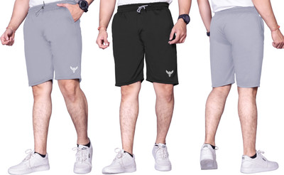 PTELRA Printed Men Black, Grey Basic Shorts