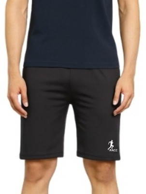 RACE Solid Men & Women Black Sports Shorts
