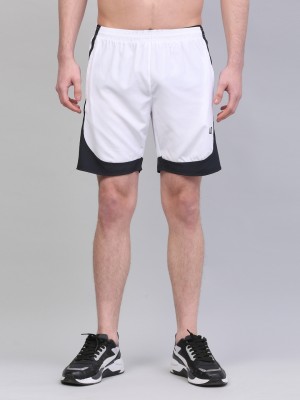 AIO SPORTS Color Block Men White Boxer Shorts, Running Shorts