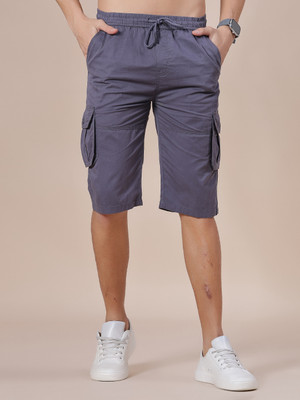V-MART Solid Men Grey Cargo Shorts