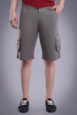 NIVASU Solid Men Grey Cargo Shorts