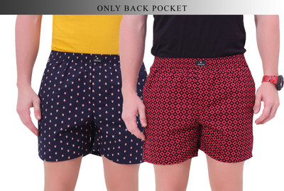 String Printed Men Dark Blue, Maroon Boxer Shorts