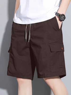 Leriya Fashion Solid Women Brown Cargo Shorts