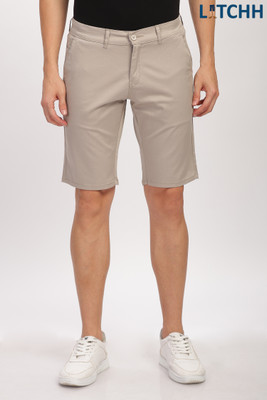 latchh Solid Men Beige Regular Shorts