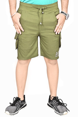 MNICreators Solid Men Green Basic Shorts