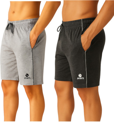 Aargee Solid Men Grey, Black Regular Shorts