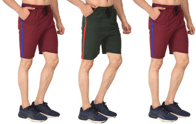 HouseOfCommon Solid Men Red, Red, Green Sports Shorts