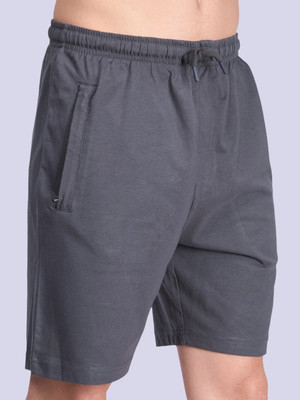 Ramraj Cotton Solid Men Grey Regular Shorts