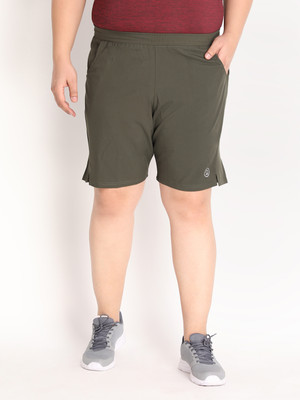 CHKOKKO Solid Men Dark Green Running Shorts