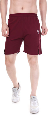 Goodza Solid Men Maroon Regular Shorts