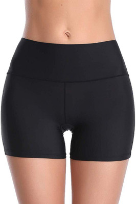 CURVYKNOT Solid Women Black High Waist Shorts