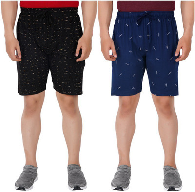Guide Printed Men Black, Blue Bermuda Shorts