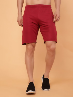 Datalact Solid Men Red Casual Shorts