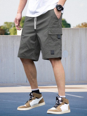 TYRELL Solid Men Dark Grey Cargo Shorts