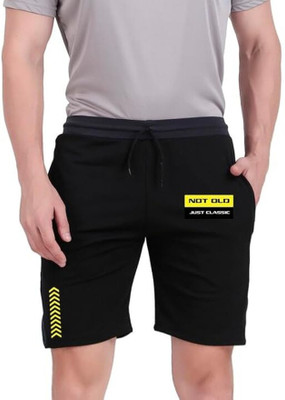 RON BRANDO Self Design Men Black Regular Shorts