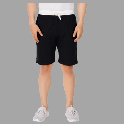 Motus Solid Men Black Basic Shorts, Sports Shorts