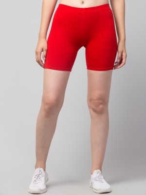 Apraa Solid Women Red Regular Shorts