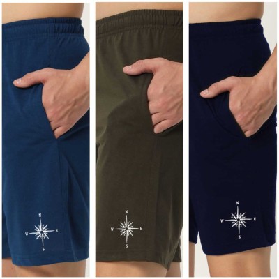 UJN Graphic Print Men Blue, Green, Dark Blue Basic Shorts, Regular Shorts, Bermuda Shorts