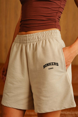 Bonkers Corner Solid Women White Regular Shorts