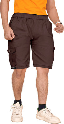 Raiment Solid Men Brown Casual Shorts