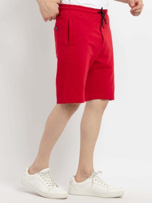 Status Quo Solid Men Red Basic Shorts