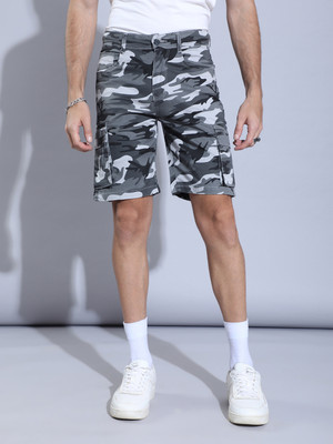 Hence Military Camouflage Men Grey Cargo Shorts