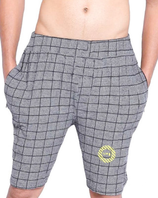 MRB Checkered Men Grey Bermuda Shorts