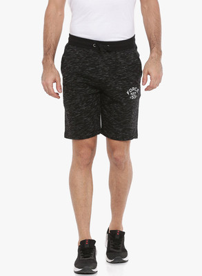 Force NXT Self Design Men Black Bermuda Shorts