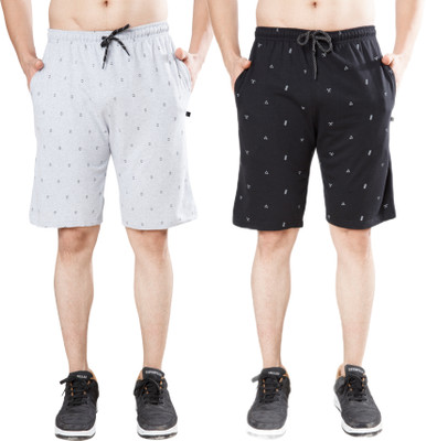 WILD CAMO Printed Men Black, White Regular Shorts