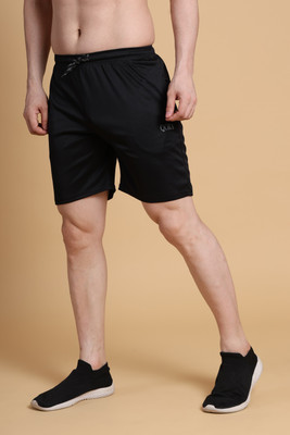 Qora Solid Men Black Regular Shorts