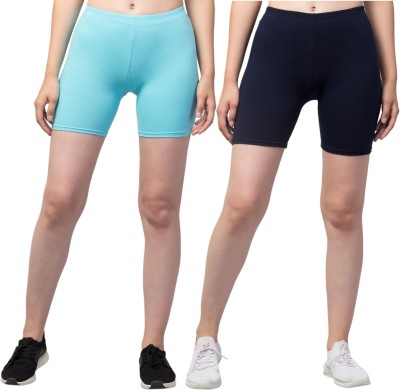 Apraa Solid Women Blue, Light Blue Regular Shorts, Night Shorts, Basic Shorts, Casual Shorts