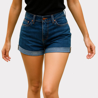 Anshu Signature Solid Women Denim Blue Denim Shorts